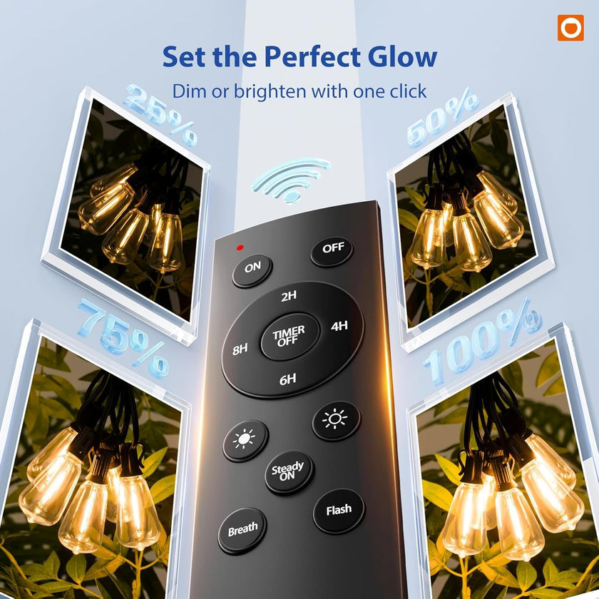 addlon 100FT (50FTx2) Outdoor String Lights Waterproof Shatterproof with 32 LED Edison Bulbs, Dimmable Connectable Patio Lights for Backyard Garden Balcony Party, Warm Yellow, Energy-Saving 🍁 All In One Marketplace Canada