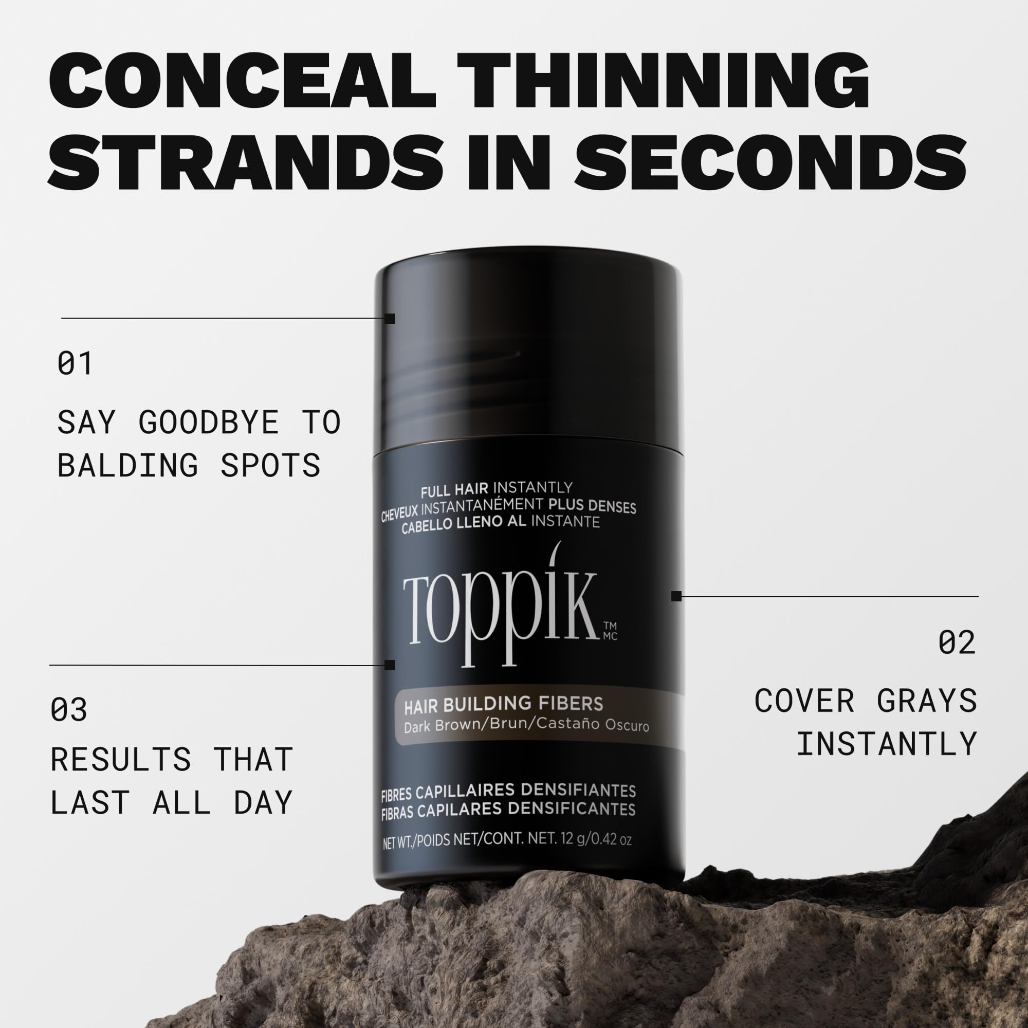 TOPPIK Hair Building Fibers, 27.5 g, Fill In Fine or Thinning Hair, Instantly Thicker Looking, Multiple Shades for Men & Women 🍁 All In One Marketplace Canada