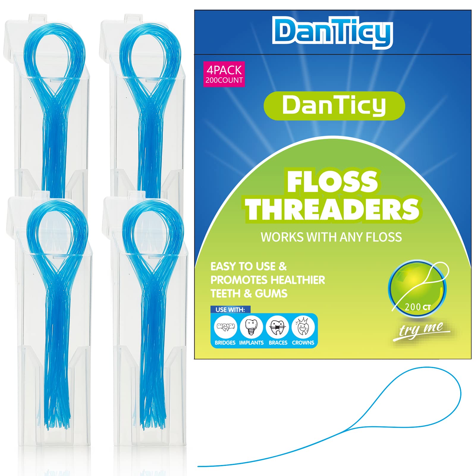 Floss Threaders, Deep Clean Dental Floss Threader for Braces, Bridges, and Implants, Blue 🍁 All In One Marketplace Canada