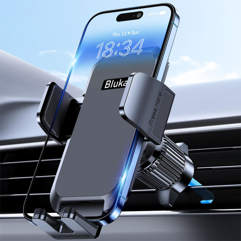 Blukar Phone Holder Car, Air Vent Car Phone Mount with Upgraded Ultra Stable Hook Clip, 360° Rotation, One Button Release Cellphone Holder for iPhone, Google, Galaxy and All Mobile Phones 🍁 All In One Marketplace Canada