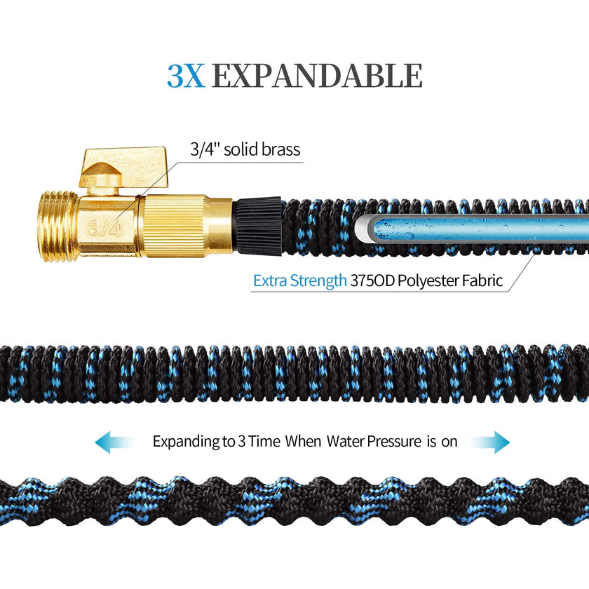 Expandable Garden Hose, Water Hose 100ft with 10 Function Nozzle, Flexible Hose with 3/4