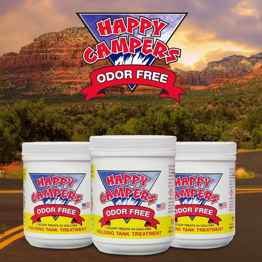 Happy Campers RV Toilet Treatment - Powerful Odor Control, Long-Lasting RV Tank Treatment - Prevents Clogs, Buildup, Sensor Failure - Keeps Holding Tank Clean & Healthy, Odor Free (18 Treatments) 🍁 All In One Marketplace Canada