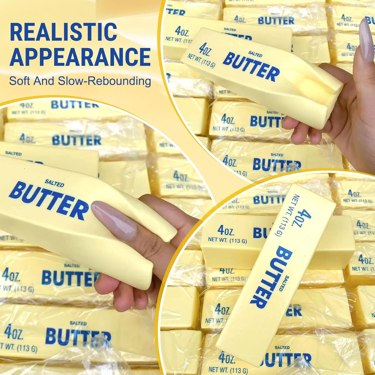 2Pcs Cute Butter Squeeze Stress Balls,Slow Rebound Realistic Soft Butter Stick Fidget,Slow Rising Portable for Adults Anxiety & Stress Relief 🍁 All In One Marketplace Canada