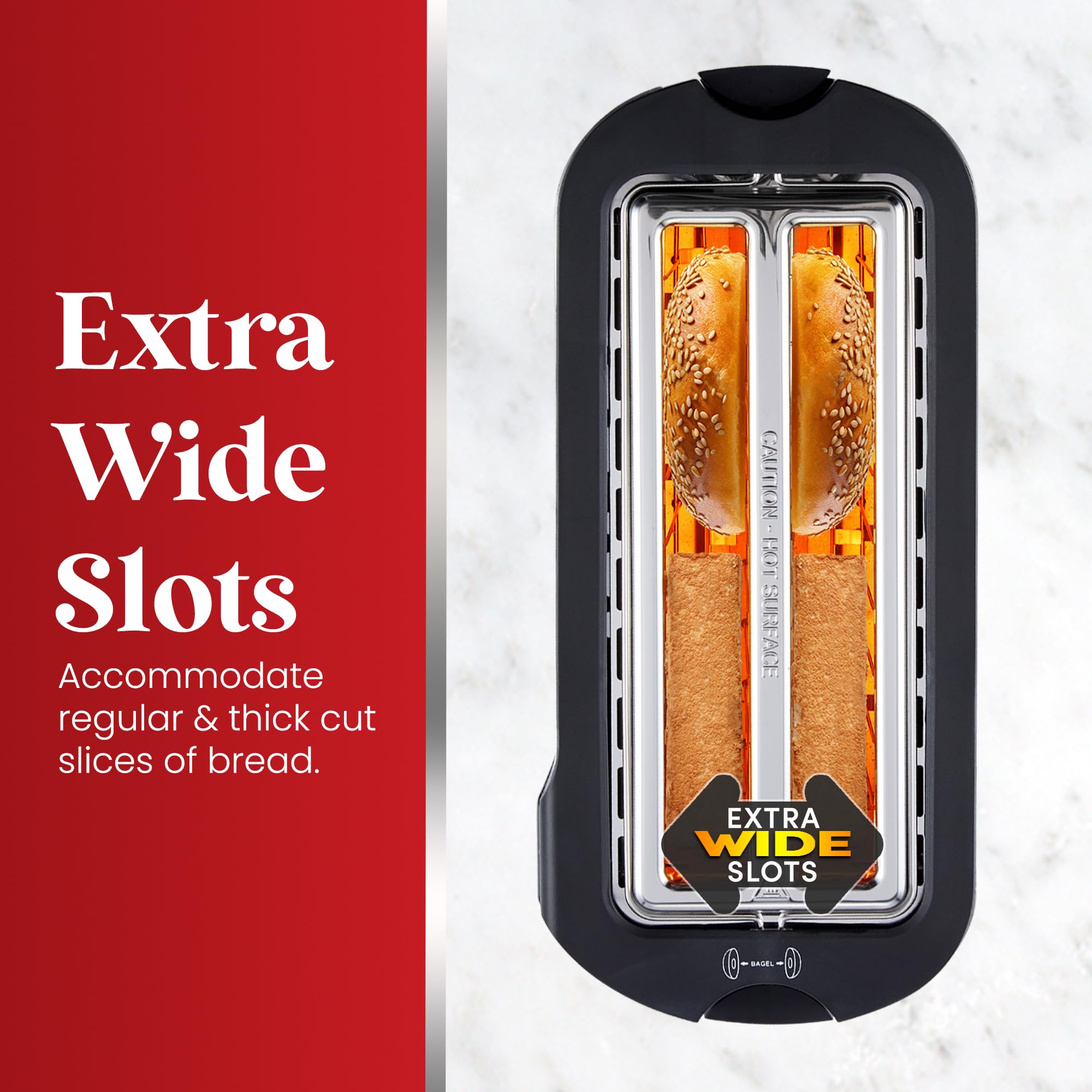 Elite Gourmet ECT5322 Long Slot 4 Slice Toaster, Countdown Timer, Bagel Function, 6 Toast Setting, Defrost, Cancel Function, Built-in Warming Rack, Extra Wide Slots for Bagels Waffles, Stainless Steel 🍁 All In One Marketplace Canada