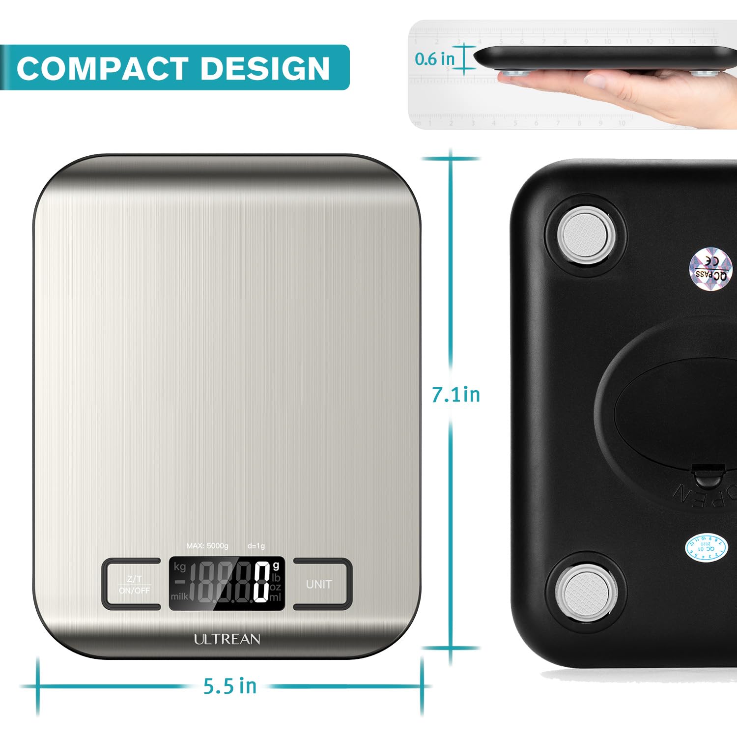 Ultrean Food Scale, Digital Kitchen Scale Weight Grams and Ounces for Baking and Cooking, 6 Units with Tare Function, 5kg/11lb (Batteries Included) 🍁 All In One Marketplace Canada