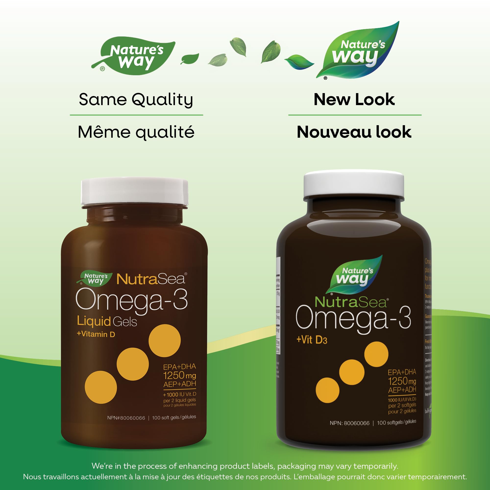 Nature's Way NutraSea Omega-3 and Vitamin D Soft Gels - Fish Oil Supplement with EPA and DHA – Helps Support the Maintenance of Good Health – Mint Flavour, 100 Softgels 🍁 All In One Marketplace Canada