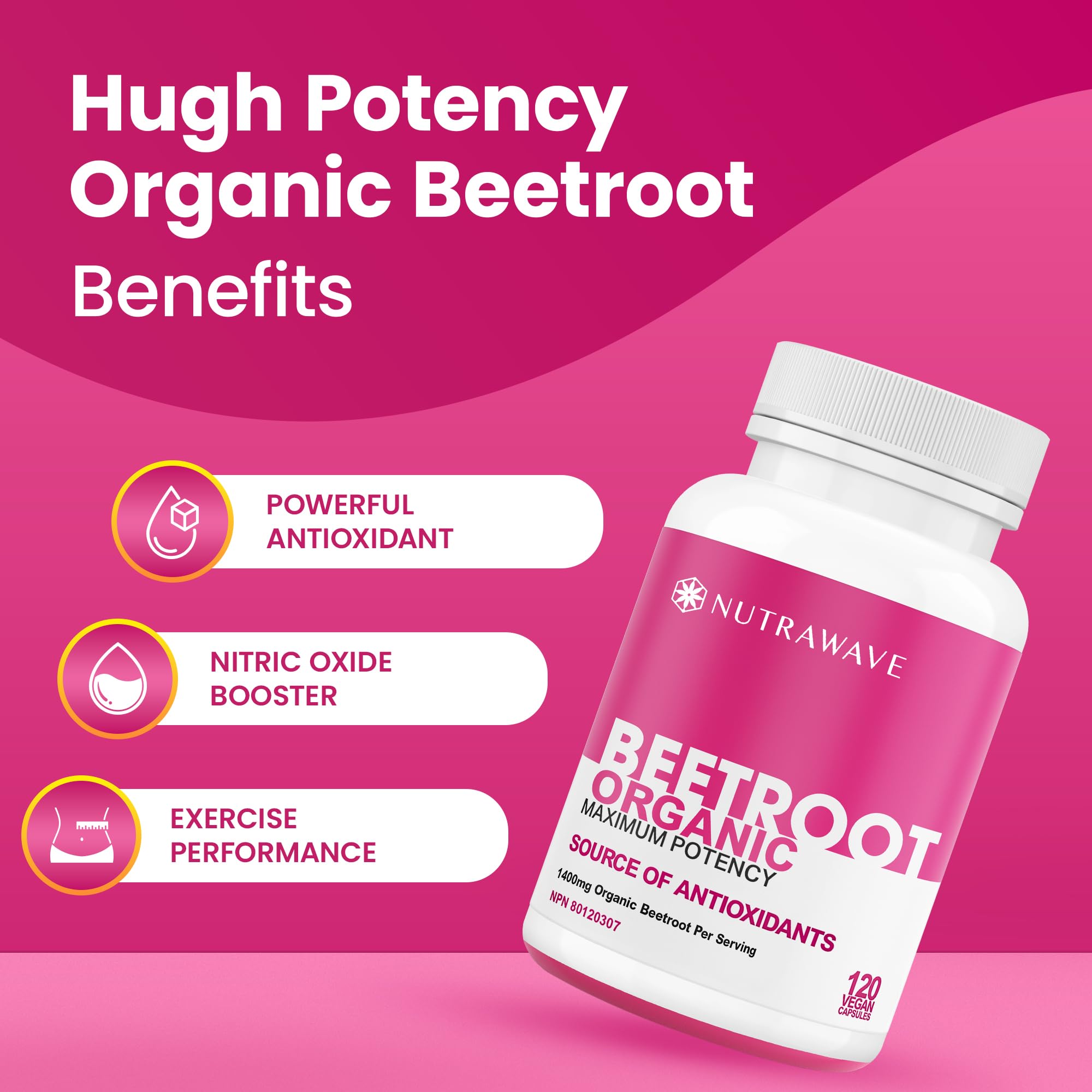 Nutrawave Organic Beetroot Capsules 1400mg – High Potency Nitric Oxide Booster for Energy, Heart & Brain Health – 120 Vegan, Non-GMO Beta Vulgaris Supplements – Raw Beet Root Powder with Vitamins & Antioxidants 🍁 All In One Marketplace Canada