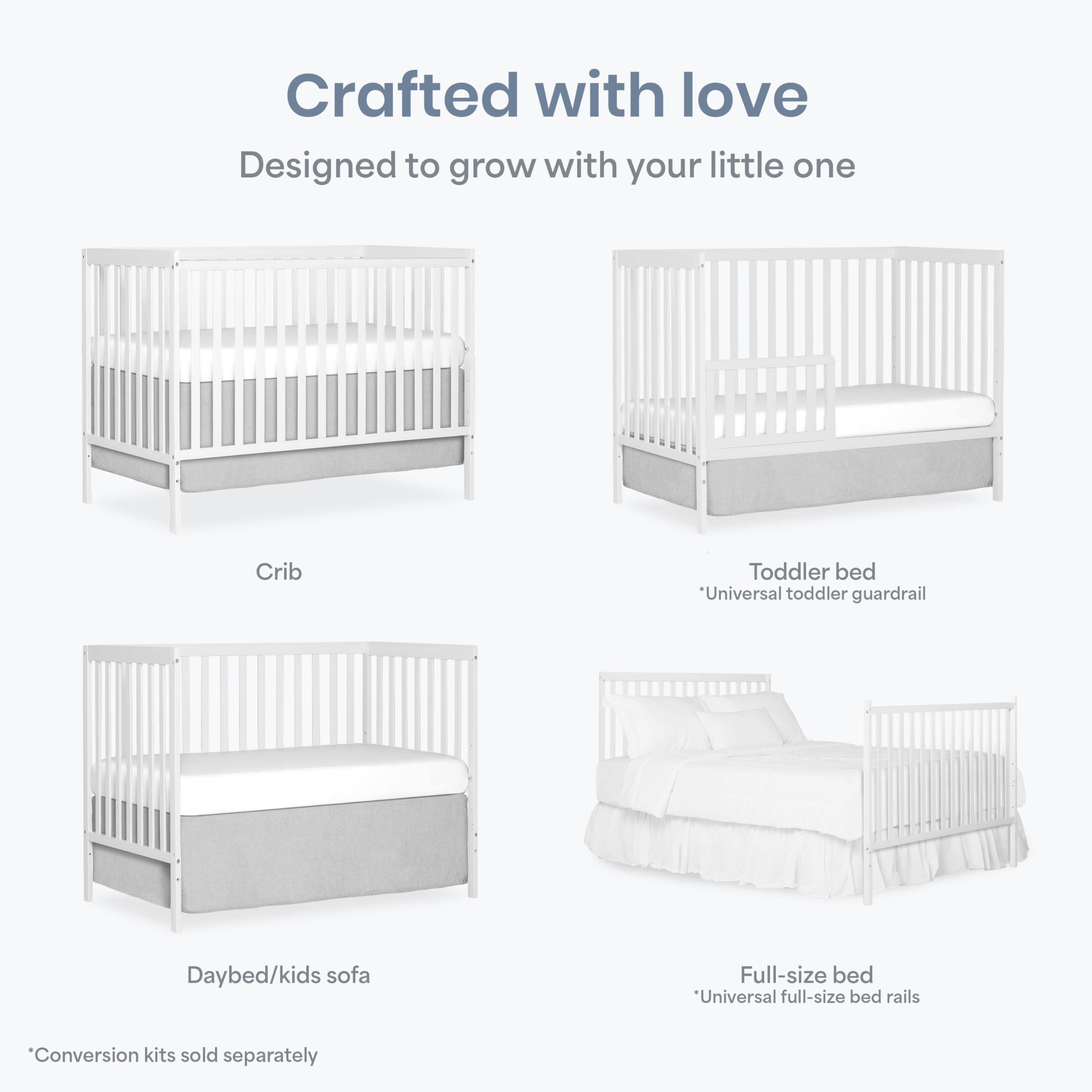 Dream On Me Synergy 5-in-1 Convertible Crib in White, Greenguard Gold Certified, BSA Certified, 3 Mattress Height Settings, Classic Nursery Furniture 🍁 All In One Marketplace Canada