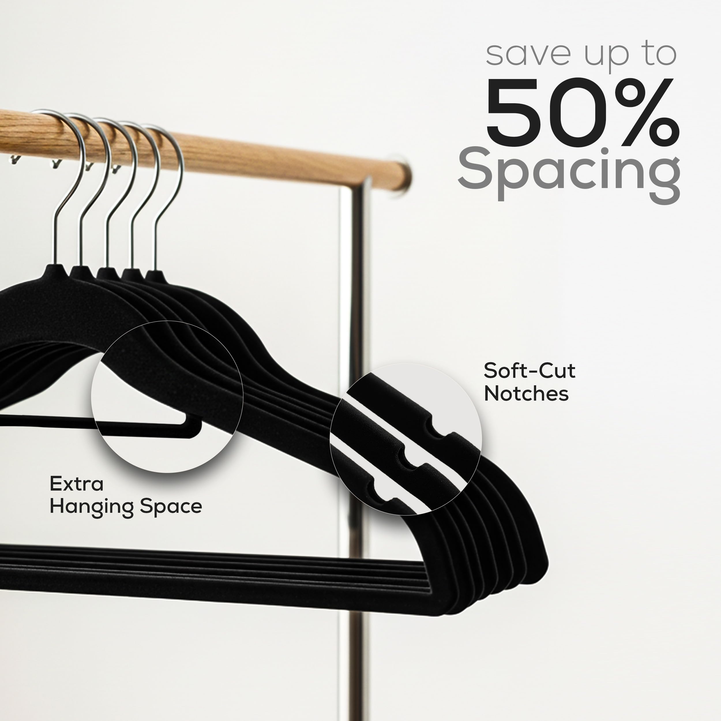Utopia Home Premium Velvet Hangers 50 Pack - Non-Slip Clothes Hangers with Tie Bar - Black Hangers - Standard Hangers with 360 Degree Rotatable Hook - Heavy Duty Coat Hangers 🍁 All In One Marketplace Canada