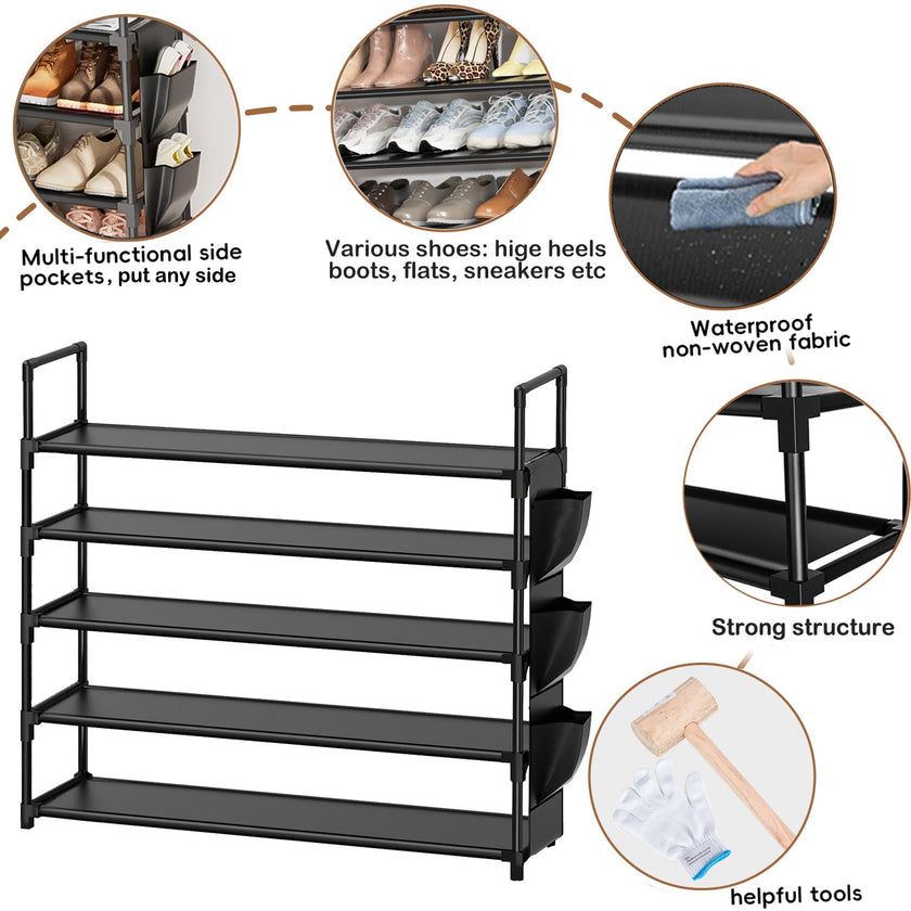Shoe Rack 5 Tier Shoe Organizer Shoe Storage 20-25 Pairs for Closet Entryway Shoes Holder Space Saving Tall Shoes Shelf for Bedroom Garage Door 🍁 All In One Marketplace Canada