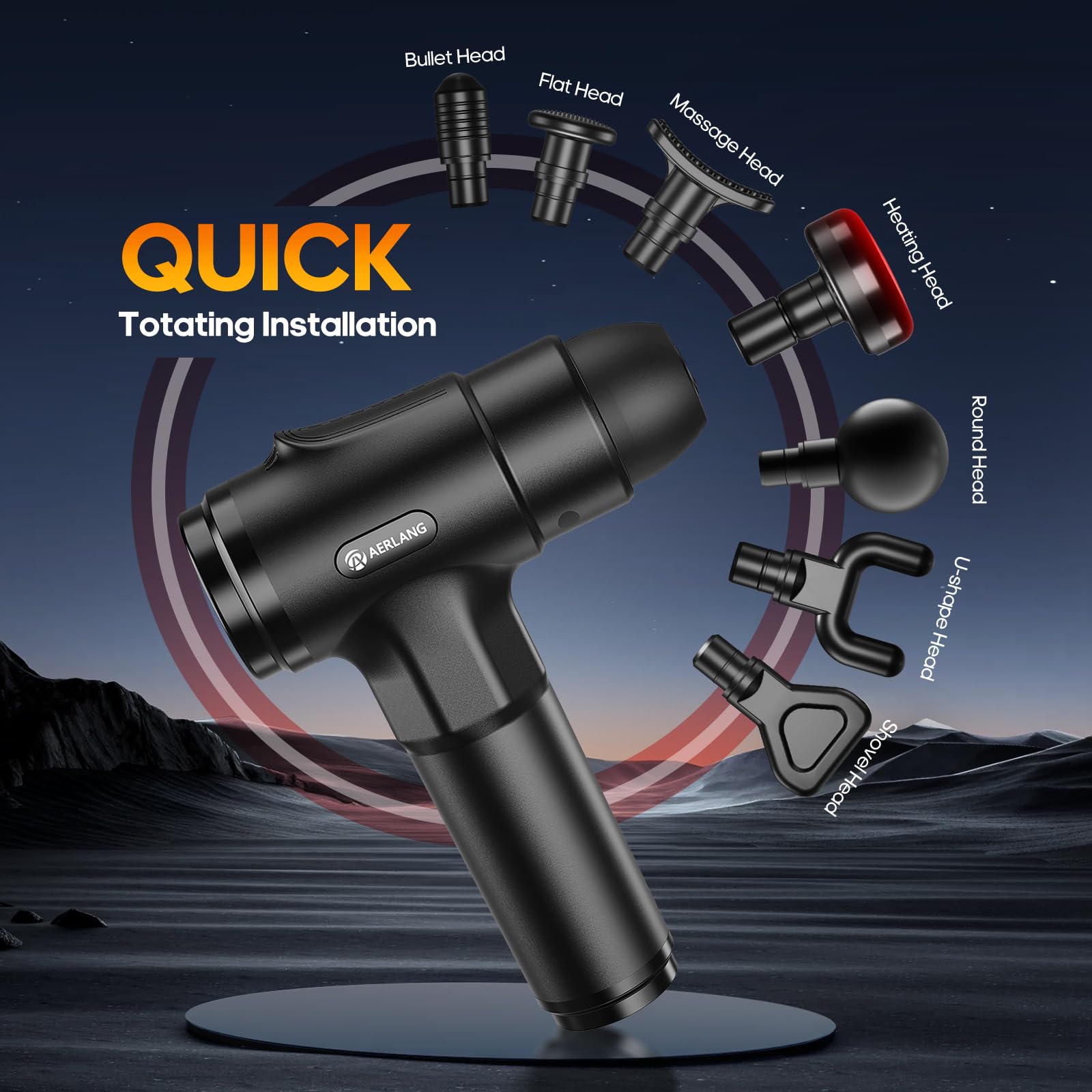 AERLANG Massage Gun with Heat,Percussion Massage Gun, Upgrade Muscle Handheld Deep Tissue Massager - Adjustable Heads for Muscle Groups 20 Speed Option,Mothers Day Gift for Mom Dad Men Women 🍁 All In One Marketplace Canada