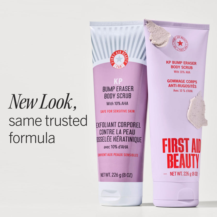 First Aid Beauty KP Bump Eraser Body Scrub Fresh Strawberry Scent, 10% AHA Keratosis Pilaris Exfoliator - Glycolic & Lactic Acid with Pumice, Treatment for Strawberry Legs, Razor Bumps & Rough Bumpy Skin, 8 oz 🍁 All In One Marketplace Canada