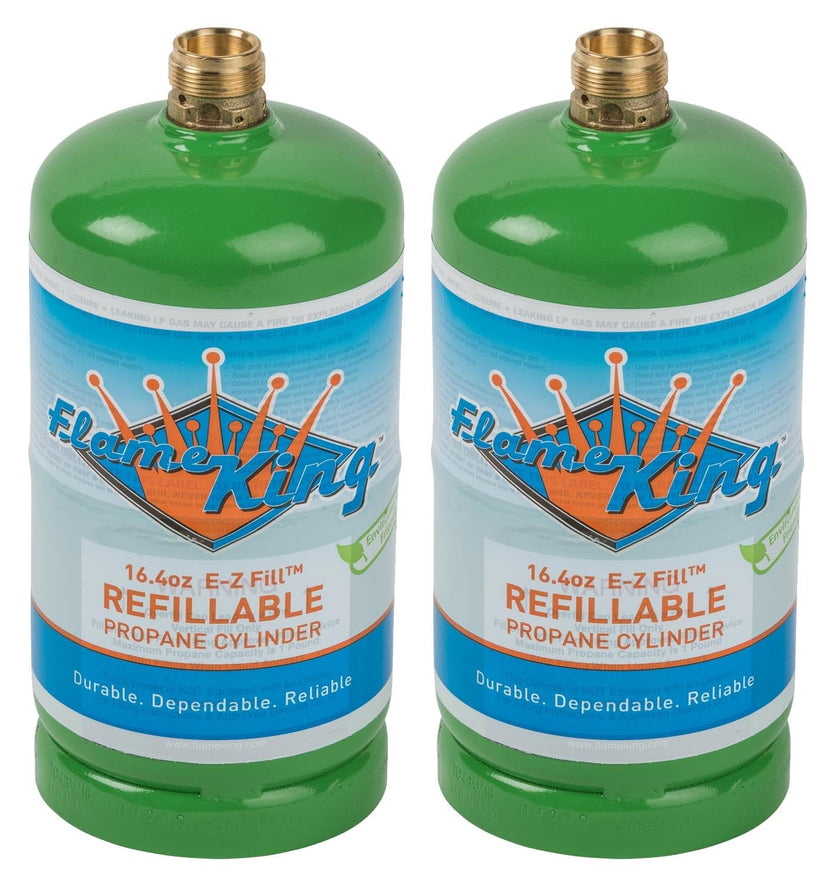 Flame King Refillable 1LB Empty Propane Cylinder Tank - Reusable - Safe and Legal Refill Option - DOT Compliant-16.4 oz (2-Pack), Green (YSN164-2) 🍁 All In One Marketplace Canada