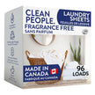 Clean People Laundry Detergent Sheets - Recyclable Packaging, Hypoallergenic, Stain Fighting - Ultra Concentrated, Laundry Soap - Fragrance Free, 96 Pack 🍁 All In One Marketplace Canada
