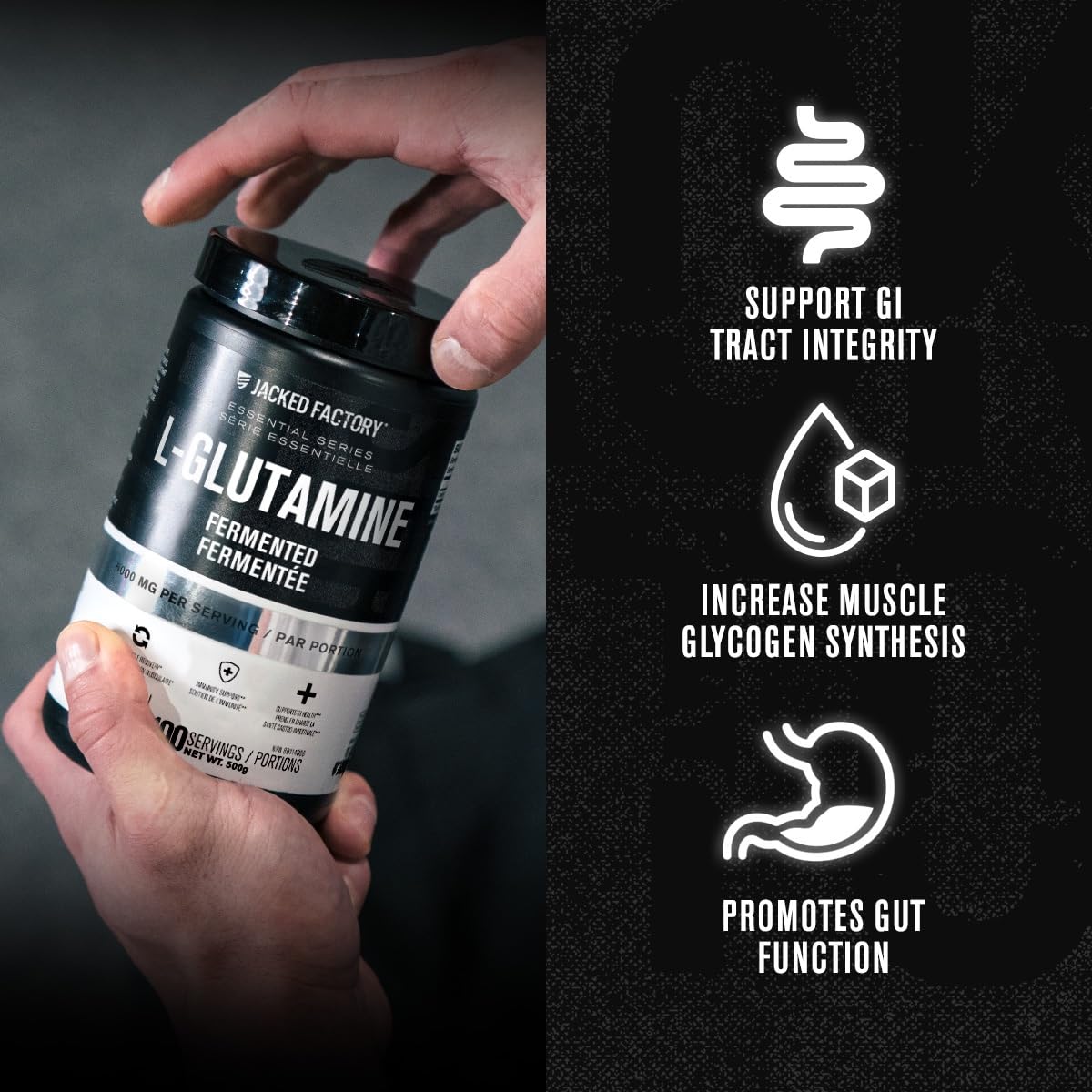 L-Glutamine Powder 500g, 100 Servings - Vegan Fermented L Glutamine for Post Workout Muscle Recovery, Immunity, Digestive Health - Tested & Trusted, No Artificial Fillers - Unflavored 🍁 All In One Marketplace Canada