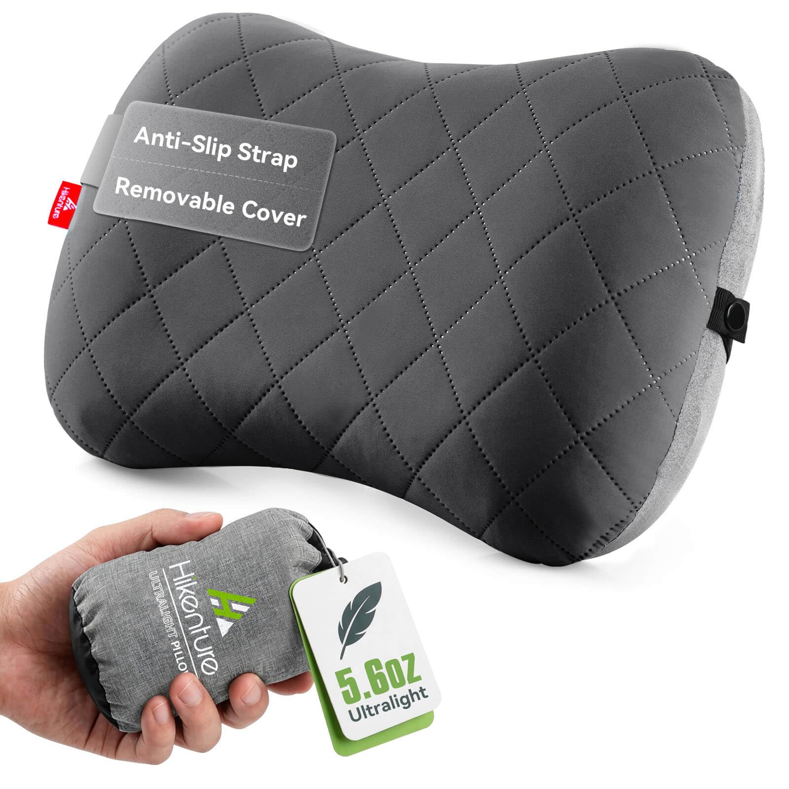 Hikenture Camping Pillow with Removable Cover-Ultralight Inflatable Pillow for Neck Lumber Support-Upgrade Backpacking Pillow-Washable Travel Air Pillows for Camping, Hiking, Backpacking (Grey) 🍁 All In One Marketplace Canada