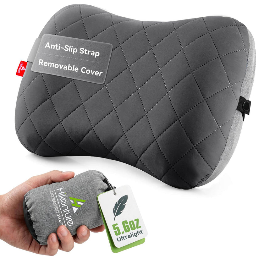 Hikenture Camping Pillow with Removable Cover-Ultralight Inflatable Pillow for Neck Lumber Support-Upgrade Backpacking Pillow-Washable Travel Air Pillows for Camping, Hiking, Backpacking (Grey) 🍁 All In One Marketplace Canada