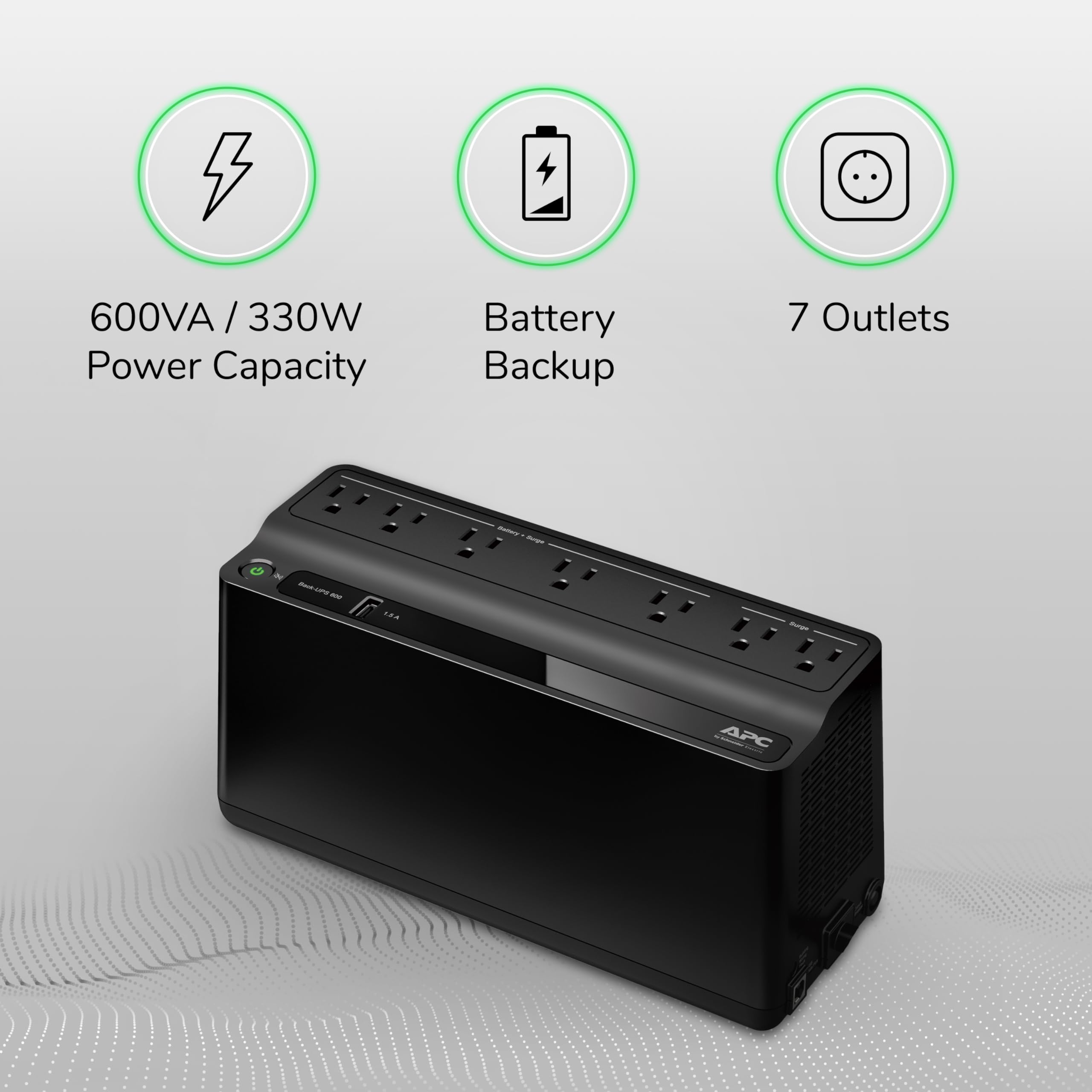 APC UPS Battery Backup & Surge Protector with USB Charger, 600VA APC Back-UPS (BE600M1) 🍁 All In One Marketplace Canada