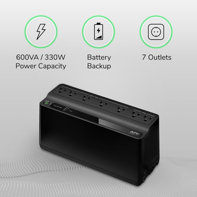 APC UPS Battery Backup & Surge Protector with USB Charger, 600VA APC Back-UPS (BE600M1) 🍁 All In One Marketplace Canada