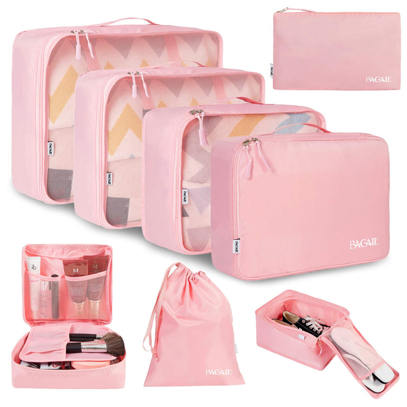 BAGAIL 8 Set Packing Cubes, Lightweight Travel Luggage Organizers with Shoe Bag, Toiletry Bag & Laundry Bag (Blush Pink) 🍁 All In One Marketplace Canada