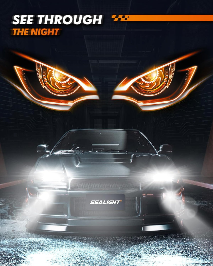 SEALIGHT H4/9003/HB2 LED Headlight Bulbs 50000 Lumens 800% Brightness, X1 Dual High/Low Beam LED Headlights Conversion Kit, 6000K Xenon White, H4 Halogen Replacement, IP67 Waterproof, Pack of 2 🍁 All In One Marketplace Canada