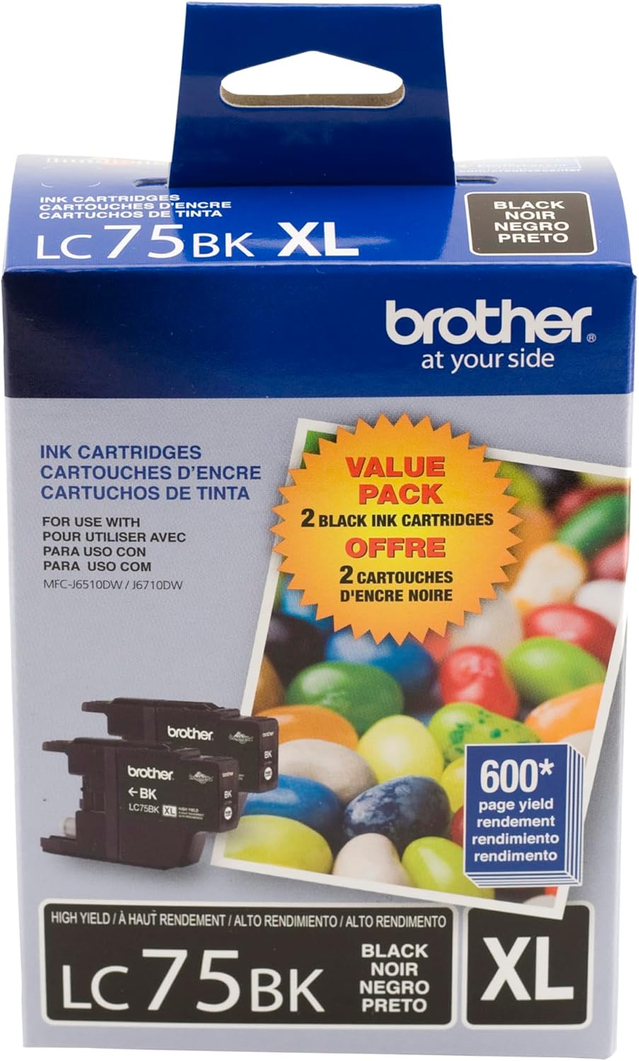 Brother LC75 Innobella High-Yield Black Ink Cartridges, 2 Pack
