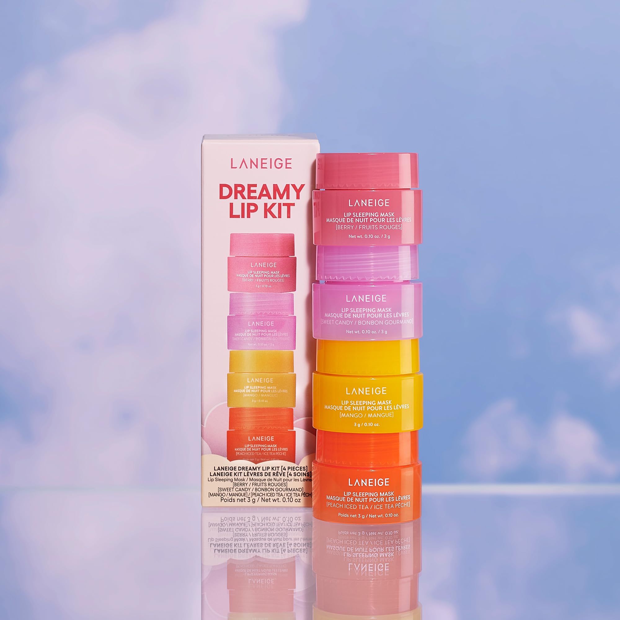 LANEIGE Dreamy Lip Kit: Lip Sleeping Mask Berry, Sweet Candy, Mango, and Peach Iced Tea, Nourish, Hydrate, Vitamin C, Shea Butter, Coconut Oil 🍁 All In One Marketplace Canada