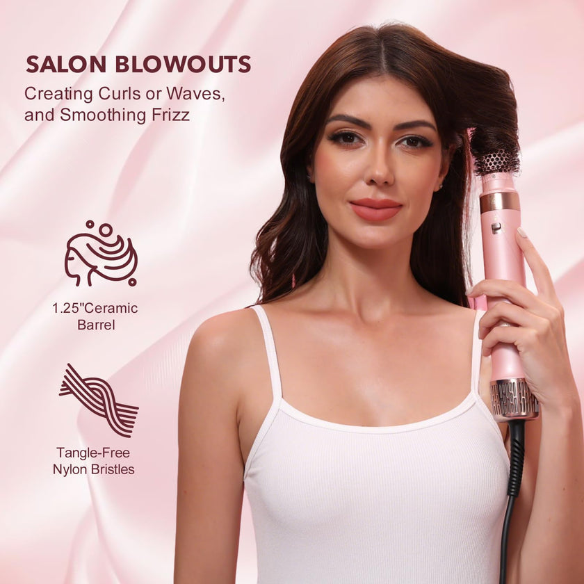 Mythsight StyleVibe 6-in-1 Air Styler, Hair Dryer & Blow Dryer Brush with Auto Wrap Curl L/R, Fast Drying, Smooth Blowouts, Root-Lift Volume, No Heat Damage Frizz-Free Thermal Brush with Travel Bag 🍁 All In One Marketplace Canada