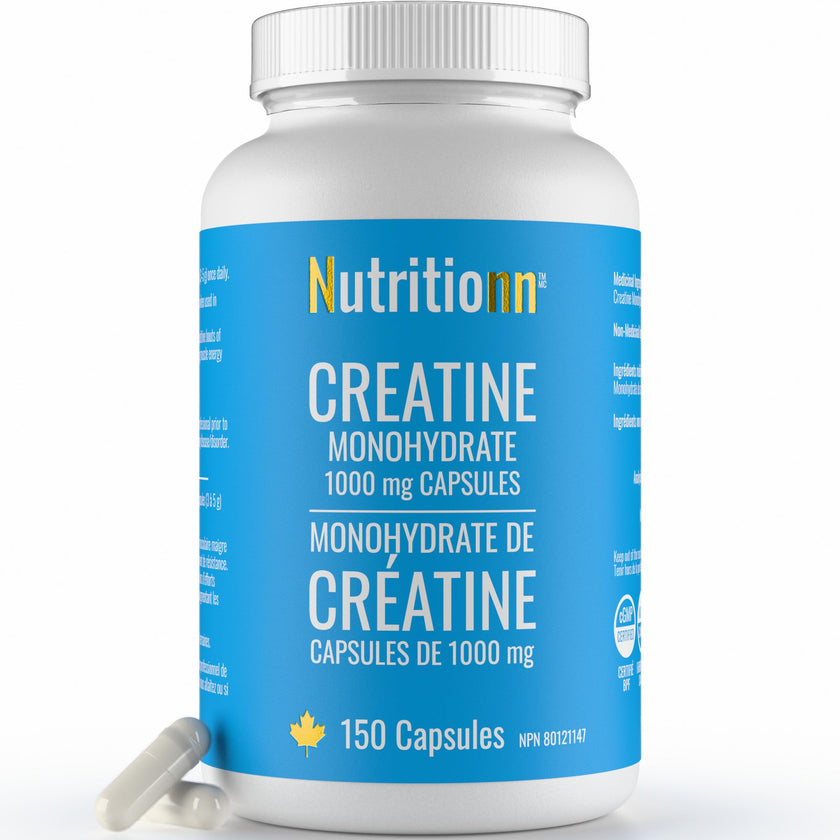 Creatine Capsules - 100% Creatine Monohydrate 1000 mg x 150 Pills (3-5 g Serving) - Made in Canada - Premium Strength and Muscle Growth Supplement by Nutritionn 🍁 All In One Marketplace Canada