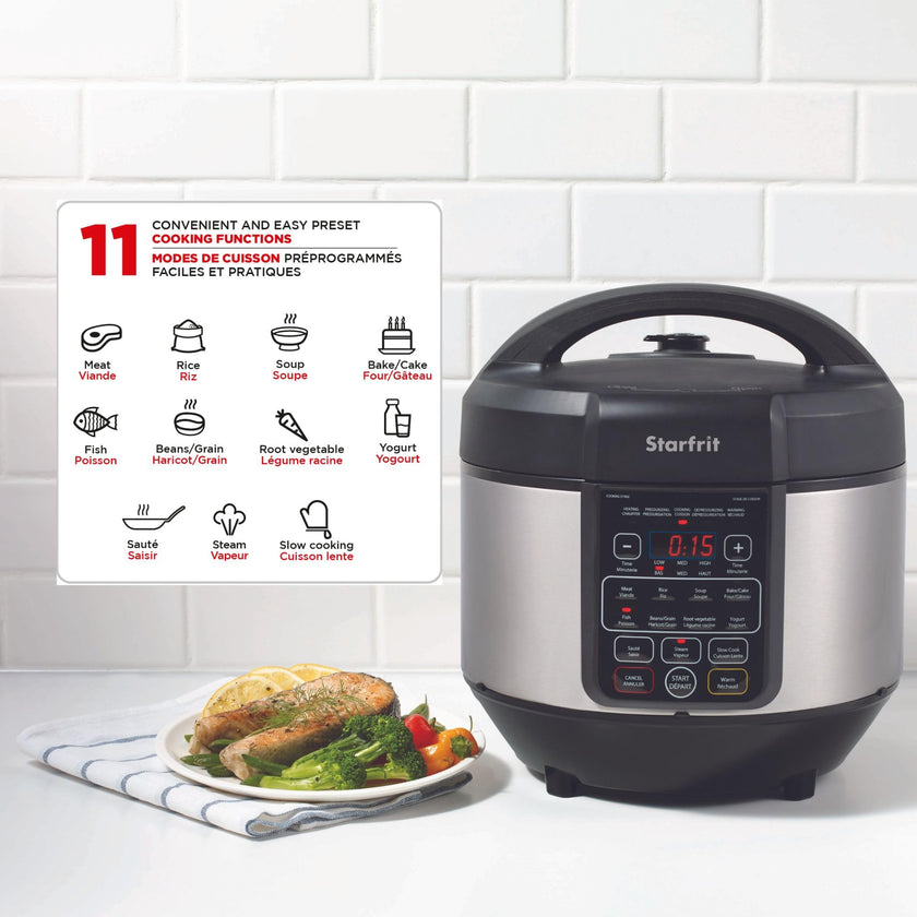 Starfrit Electric Pressure Cooker - 8L Capacity - Steam Tray, Measuring Cup & Spatula - 11 Preset Cooking Functions 🍁 All In One Marketplace Canada