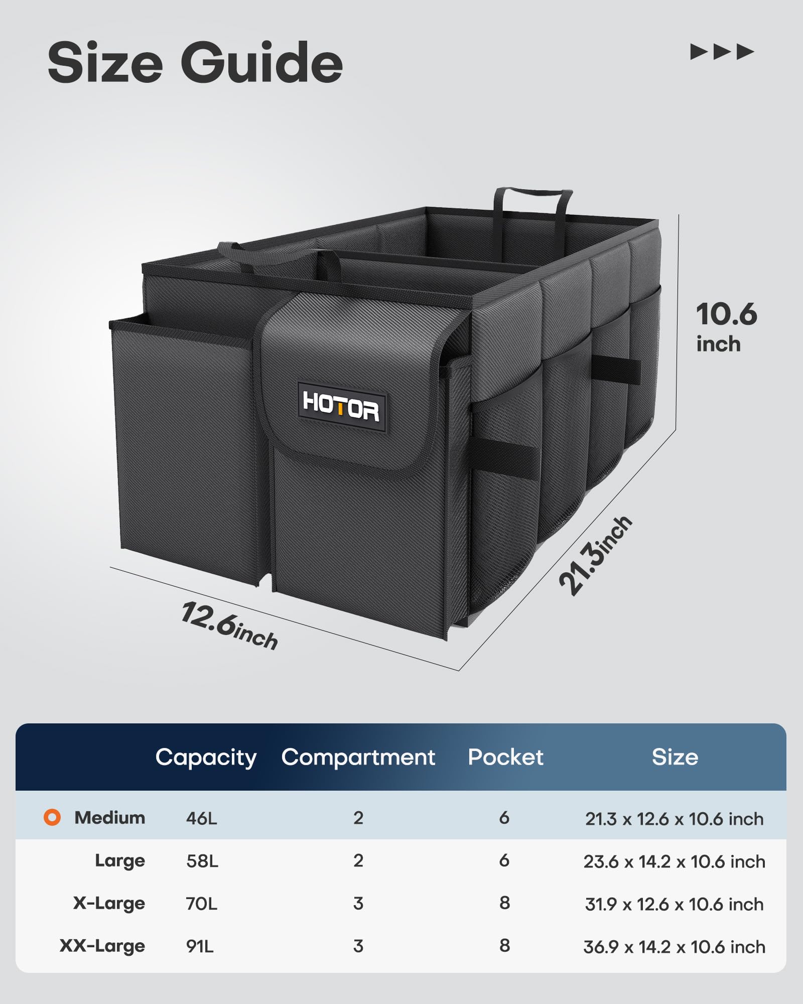 HOTOR Trunk Organizer - Car Organizer, Foldable Trunk organizer for SUVs & Sedans, Car Accessories, Tools, Sundries, 2 Compartments, Black 🍁 All In One Marketplace Canada