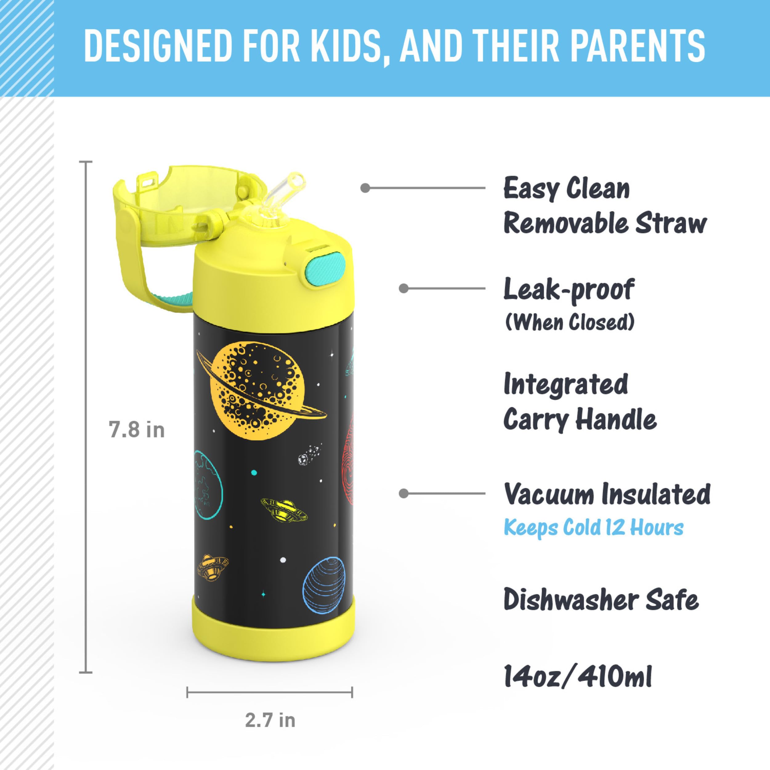 THERMOS FUNTAINER Water Bottle with Straw, 14oz, Out of This World 🍁 All In One Marketplace Canada