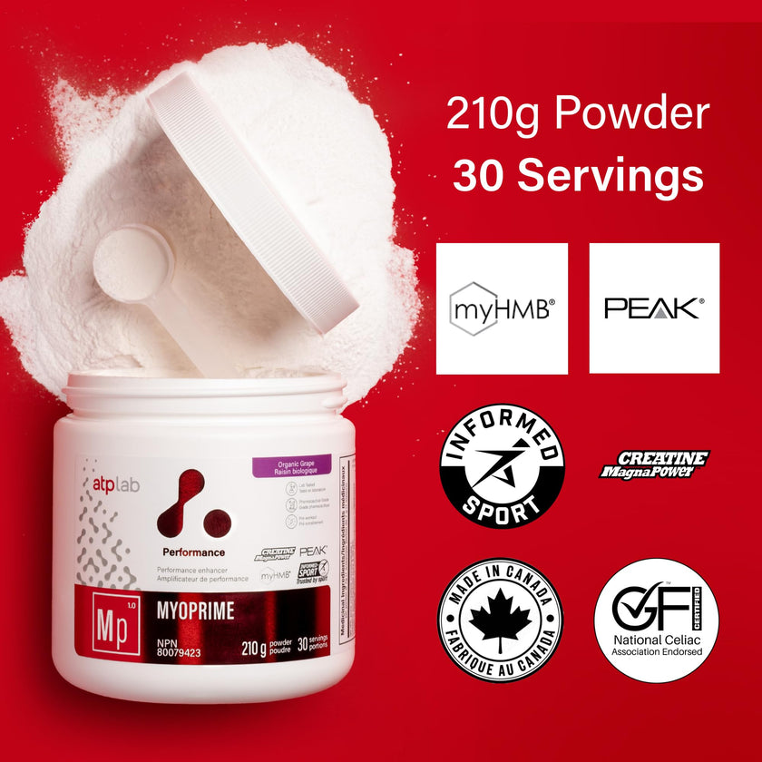 atplab Myoprime Creatine Monohydrate Powder, Creatine, Organic Grape, 210 g 🍁 All In One Marketplace Canada