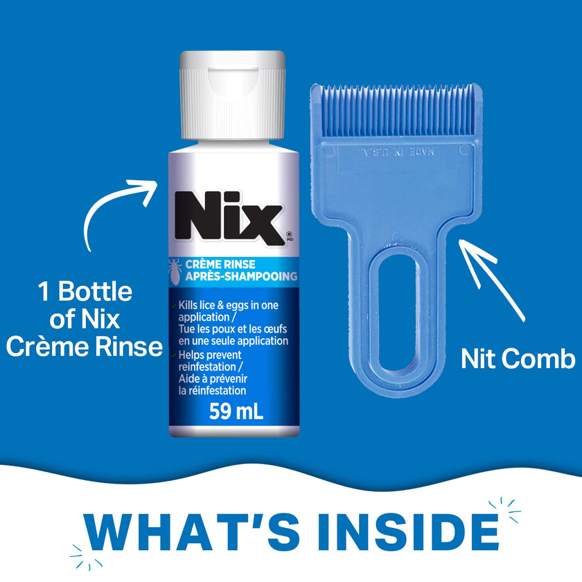Nix Creme Rinse with Nit Removal Comb - 56gm - Effective Head Lice Treatment 🍁 All In One Marketplace Canada
