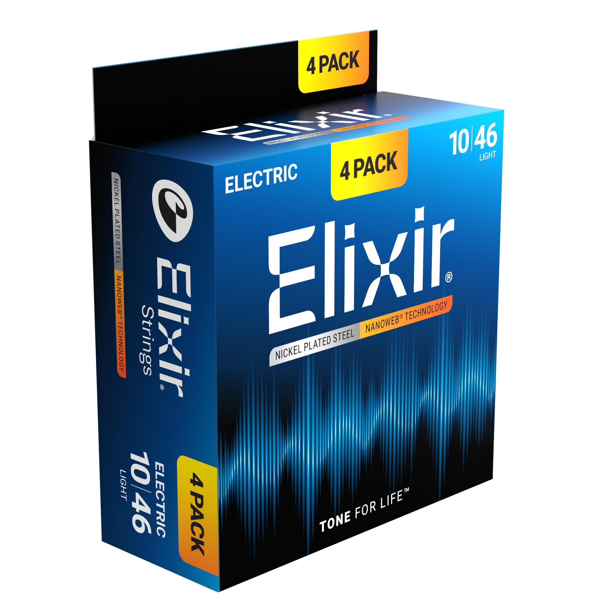 Elixir Strings, Electric Guitar Strings, Nickel Plated Steel with NANOWEB Technology, Longest-Lasting Bright Tone with Comfortable Feel, 4 Pack, Light 10-46 🍁 All In One Marketplace Canada