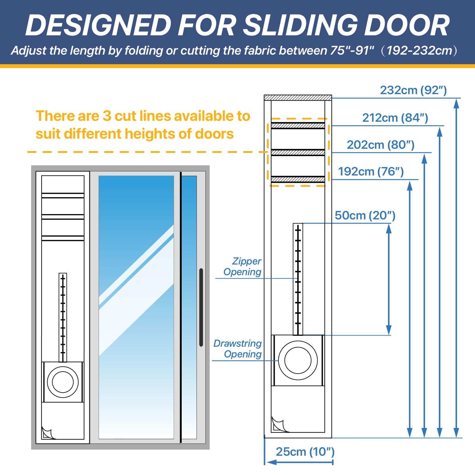 LOVIGA Universal Sliding Door Seal for Portable Air Conditioner and Dryer, 100% Sealing AC Door Vent Kit for Max 15cm Diameter Exhaust Hose, 25X192~232 Length Adjustable for Moblie A/C 🍁 All In One Marketplace Canada