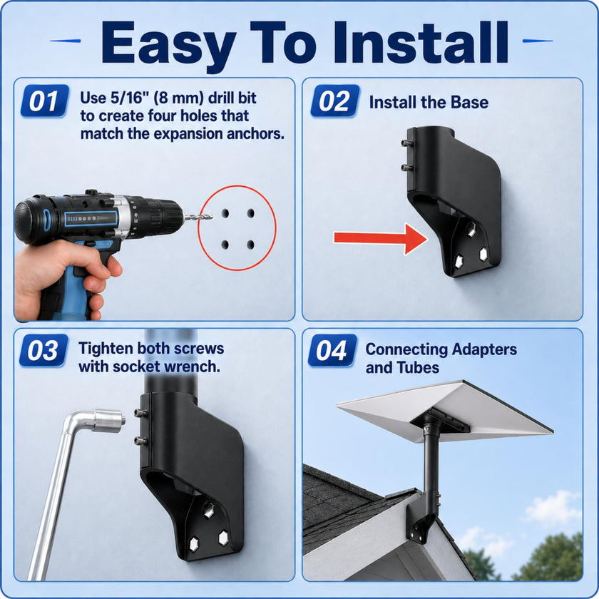 Gen 3 Mount for Starlink, 360° Adjustable Standard 4/4X Dish Wall Mount with Aluminum Adapter, Rust-Resistant Roof and Eave Mounting Kit for Outdoor Use 🍁 All In One Marketplace Canada