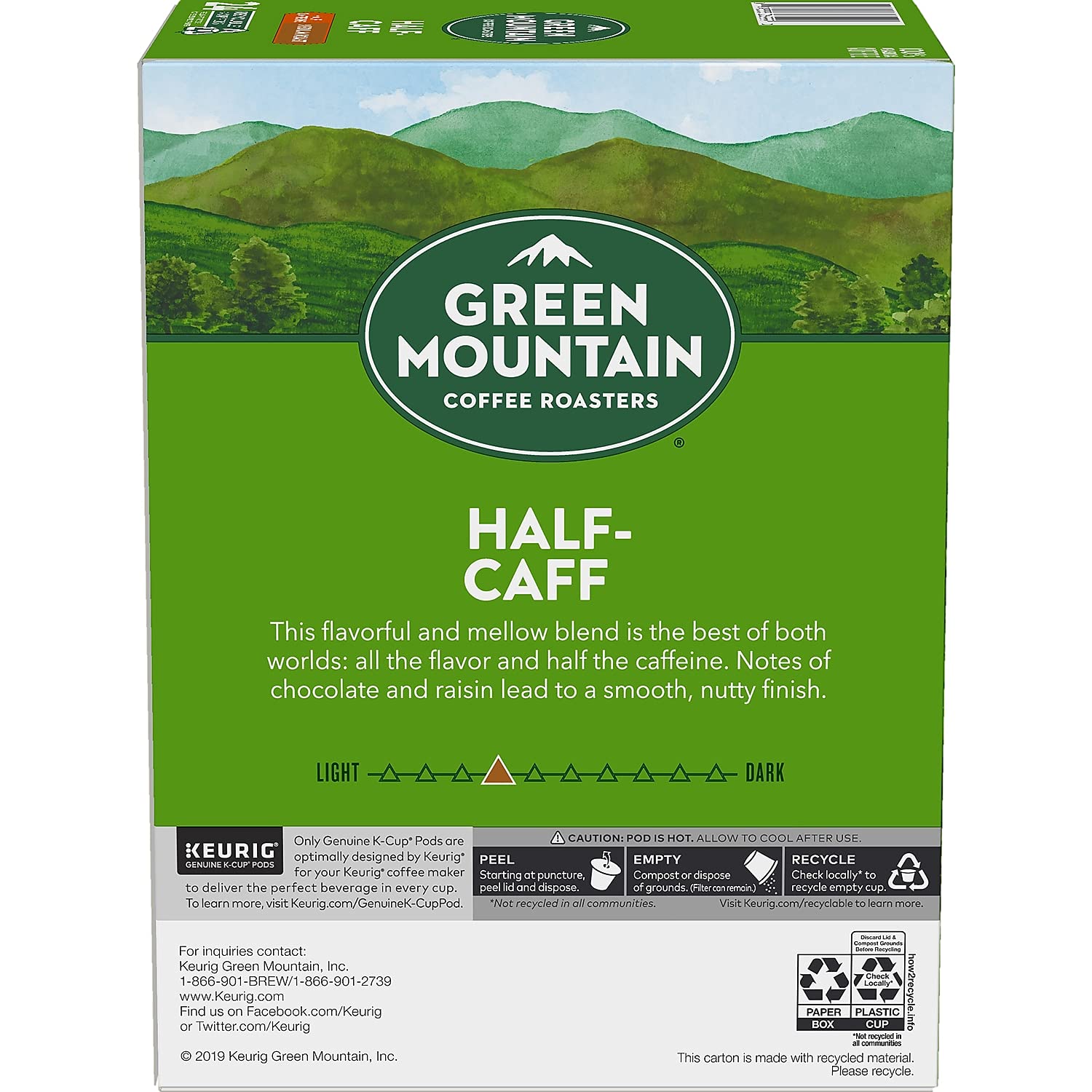Green Mountain Coffee Half-Caff, Decaf, Medium/Dark Roast Coffee, 24 count 🍁 All In One Marketplace Canada