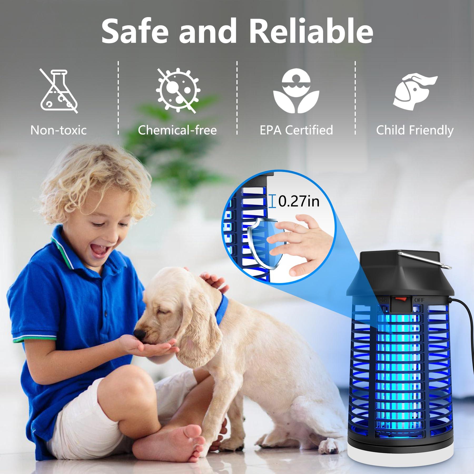 ZENLEA Bug Zapper Outdoor with LED Light, Bug Zapper Indoor, 4200V Mosquito Zapper Outdoor,Waterproof Mosquito Killer, Electric Fly Zapper Fly Traps for Camping Backyard Patio Garden, Plug-in 🍁 All In One Marketplace Canada