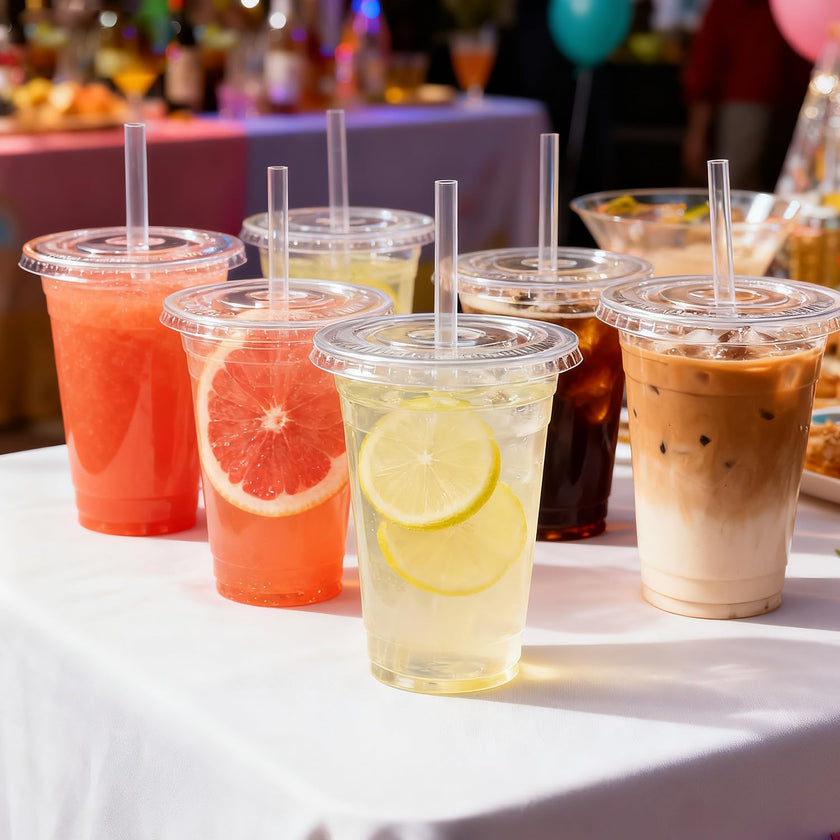 Sipthene 16 oz Clear Plastic Cups with Lids and Straws, 50 Set Disposable Coffee Cups for Iced Coffee, Cold Beverages, Smoothies and to-Go Drinks 🍁 All In One Marketplace Canada