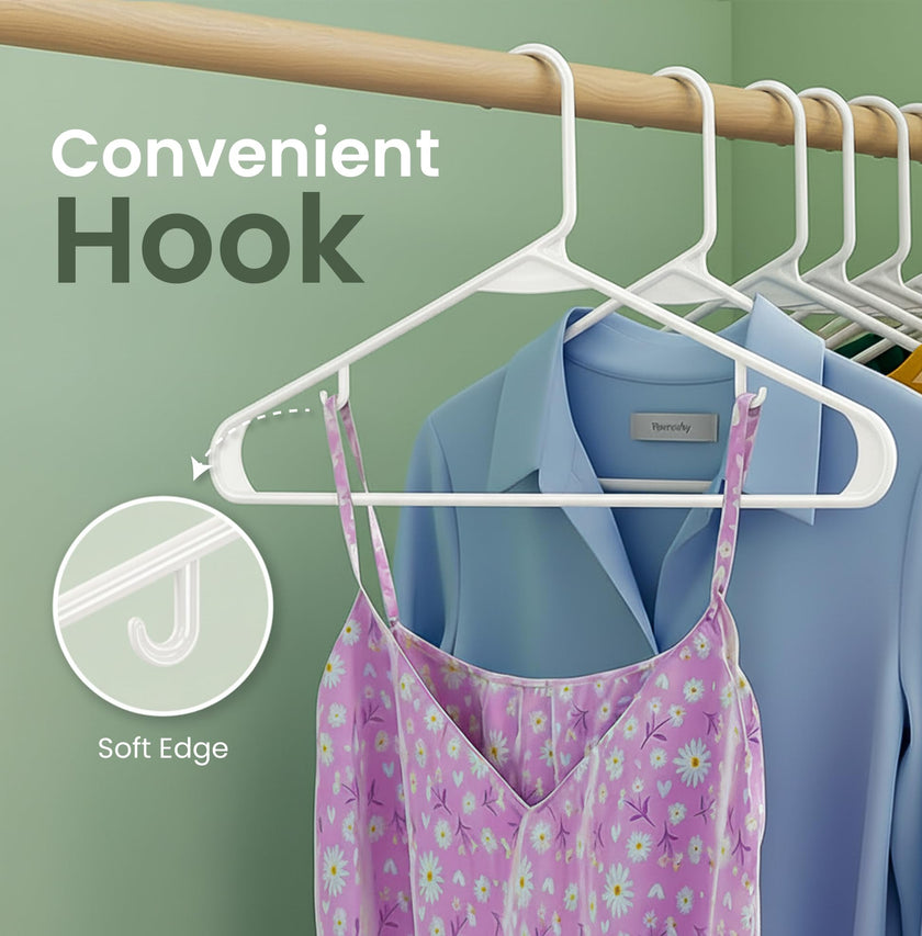 Utopia Home Plastic Hanger, 50 Pack, White Clothes Hangers with Hooks, Durable Heavy Duty Coat Hangers for Shirts, Pants, Skirts, Jackets, Blouses, Dresses, and Everyday Closet Organization 🍁 All In One Marketplace Canada