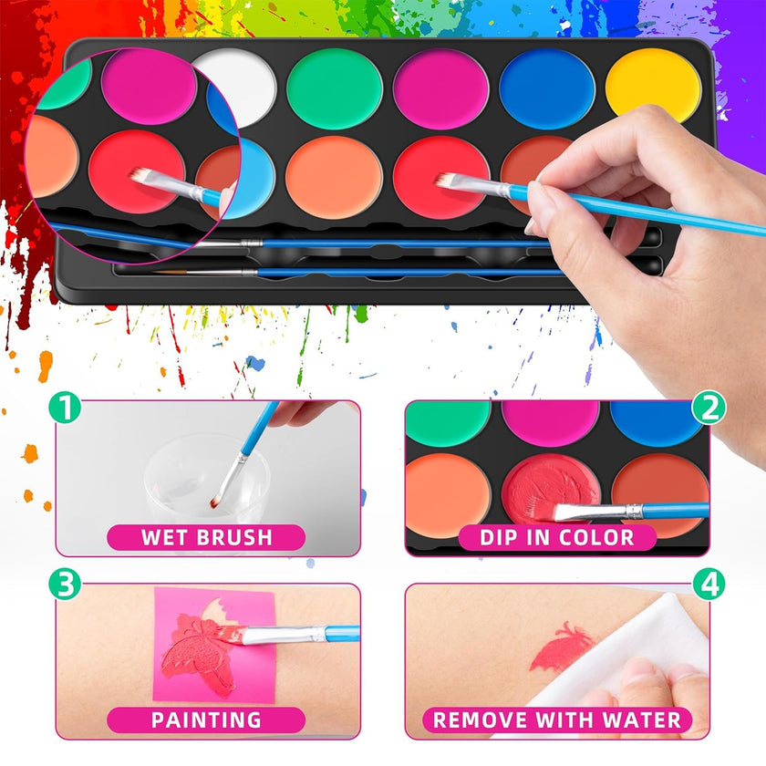 Maydear Face Painting Kit for Kids with 12 Colors Safe and Non-Toxic Large Water Based Face Paint (Matte) 🍁 All In One Marketplace Canada