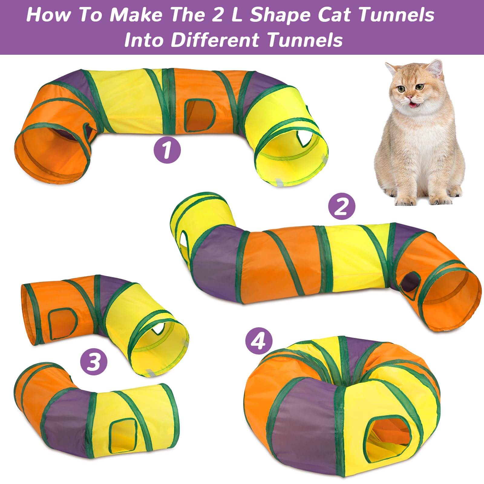 Retro Shaw Cat Toys Set 33 Pack, Cat Play Tunnel for Indoor Cats Kitty, Kitten Toys Include 2 Collapsible Cat Tunnels Tube Tent, Cat Feather Teaser Wand Springs Rainbow Bell Crinkle Ball Mouse Pompom 🍁 All In One Marketplace Canada