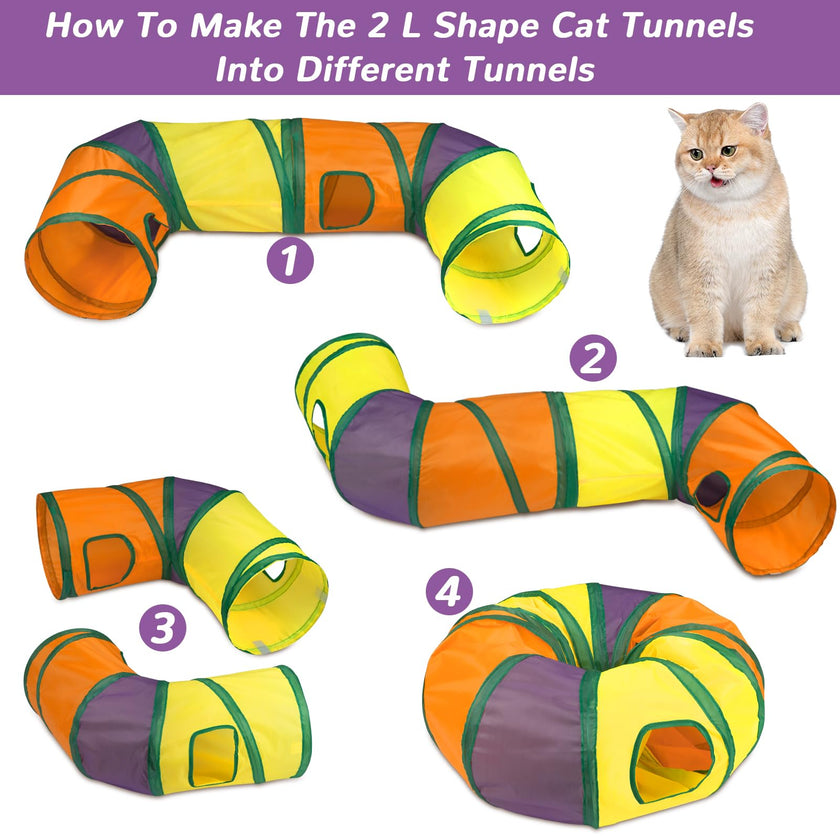 Retro Shaw Cat Toys Set 33 Pack, Cat Play Tunnel for Indoor Cats Kitty, Kitten Toys Include 2 Collapsible Cat Tunnels Tube Tent, Cat Feather Teaser Wand Springs Rainbow Bell Crinkle Ball Mouse Pompom 🍁 All In One Marketplace Canada