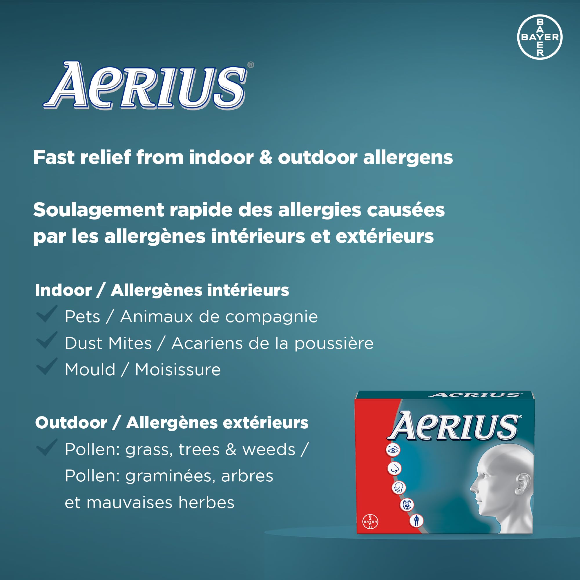 AERIUS Allergy Medicine, Fast Relief, 24-Hour, Non-Drowsy, 15 Symptoms, 24 Tablets 🍁 All In One Marketplace Canada