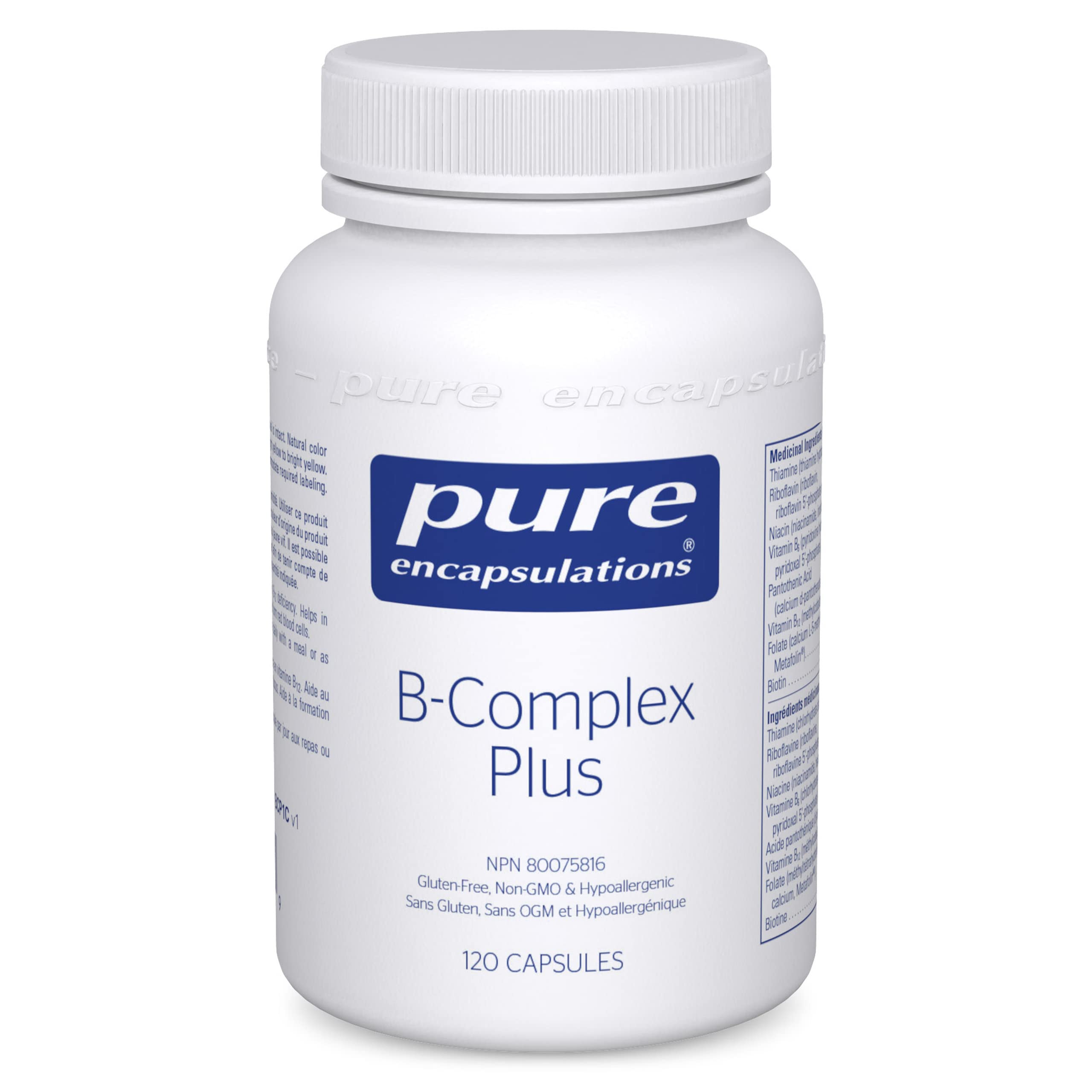 Pure Encapsulations B-Complex Plus - B Vitamins Supplement to Support Neurological Health, Cardiovascular Health & Energy Levels* - With Vitamin B12 & More - 120 Capsules 🍁 All In One Marketplace Canada