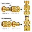 Garden Hose Quick Connectors, Solid Brass 3/4 inch GHT Thread Easy Connect Fittings No-Leak Water Hose Male Female Value Pack (5 Set) with 10pcs Extra Rubber 🍁 All In One Marketplace Canada
