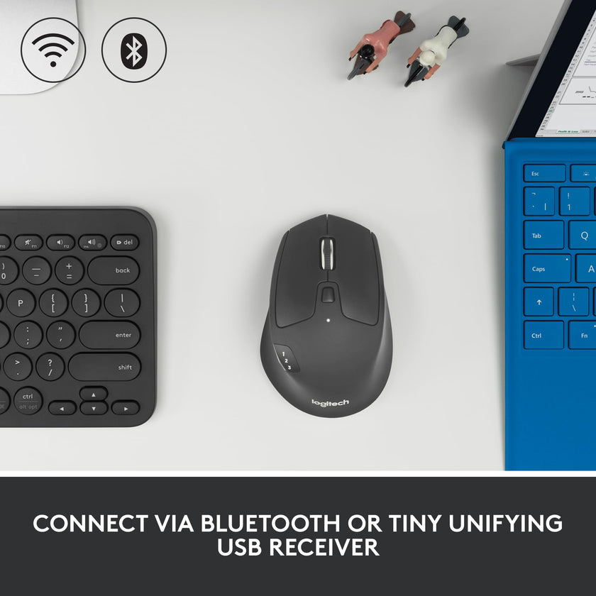 Logitech M720 Triathlon Multi-Device Wireless Mouse, Bluetooth, USB Unifying Receiver, 1000 DPI, 6 Programmable Buttons, 2-Year Battery, Compatible with Laptop, PC, Mac, iPadOS - Black 🍁 All In One Marketplace Canada