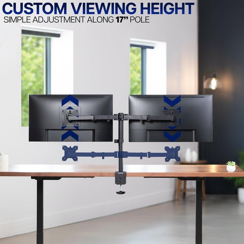 VIVO Dual Monitor Desk Mount, Holds 2 Computer Screens up to 30 inches and 22lbs Each, Heavy Duty Fully Adjustable Steel Stand with C-Clamp and Grommet, Black, STAND-V002 🍁 All In One Marketplace Canada