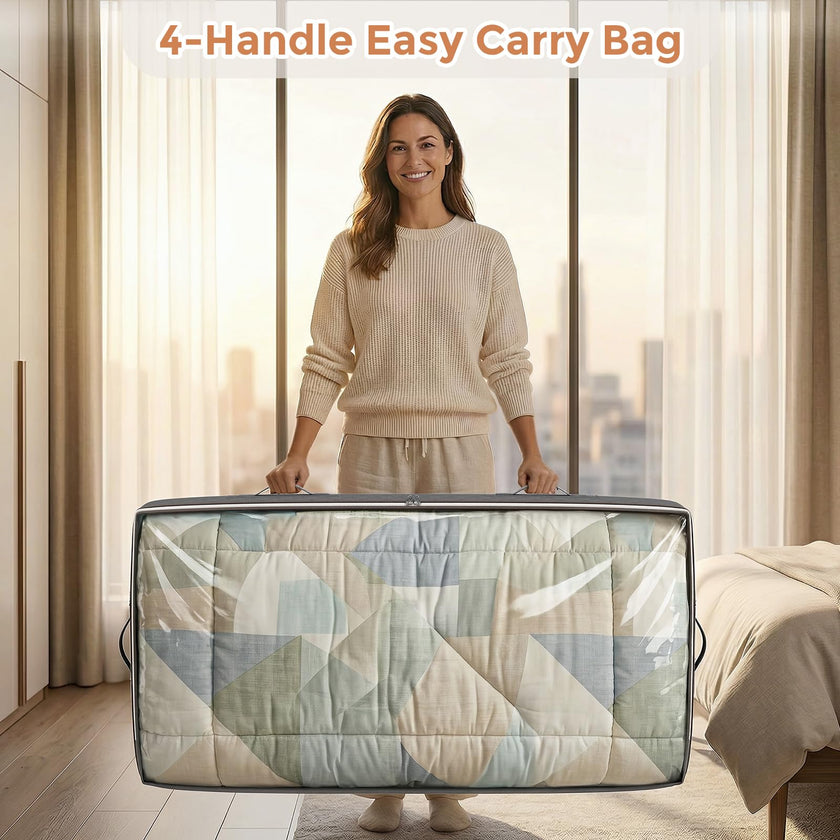 Budding Joy 90L Under Bed Storage Containers, Closet Organizers and Storage Bins, Foldable Underbed Storage Bags for Blankets, Towels, Comforter, Sweaters, Pillows, Linen Sheets, Wrapping Paper 🍁 All In One Marketplace Canada